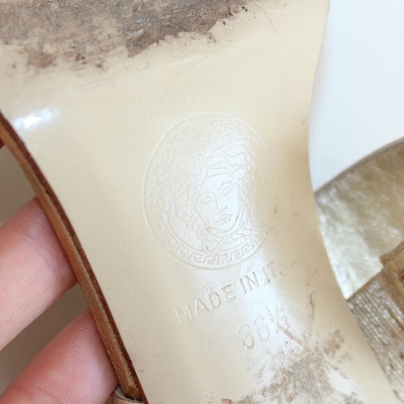 Vintage Versace Gold Strappy Sandals Heels - Picture 6 of 6